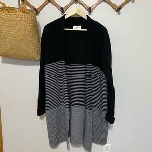 Elle Striped Black and Gray Cardigan